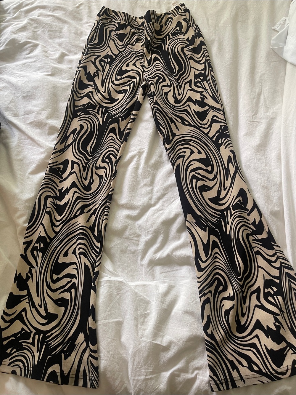 Statement Black Swirl Flare Pants